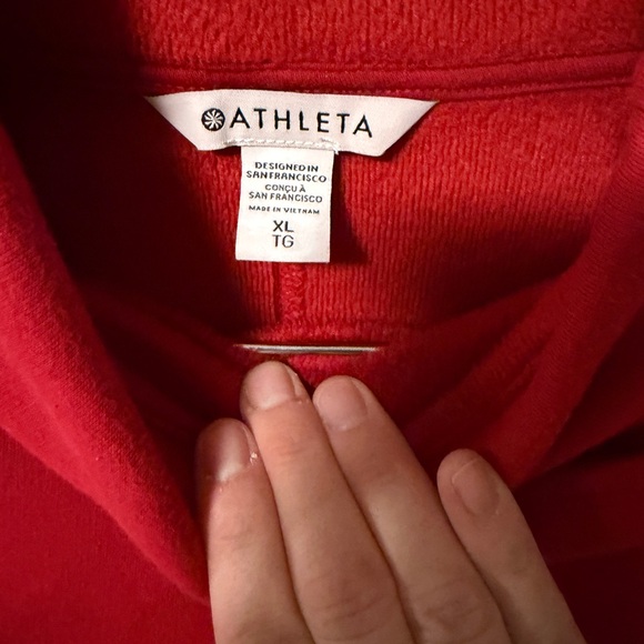 Athleta Vibrant Red Cowl Neck Sweatshirt - Picture 2 of 5